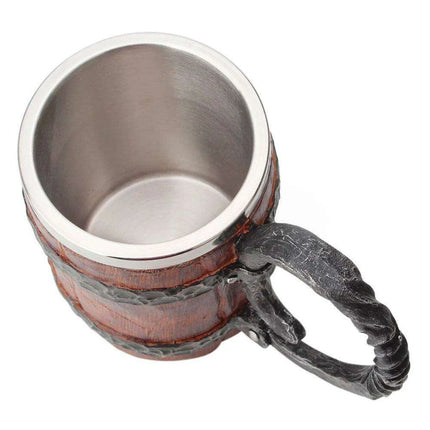 Artisan Crafted Wood Grain Resin Beer Mug with Stainless Steel Liner - 500ml Capacity - Très Elite