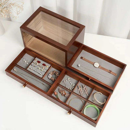 Artisan Crafted Wooden Jewelry and Makeup Storage Chest - Timeless Elegance for Women - Très Elite