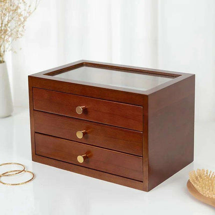 Artisan Crafted Wooden Jewelry and Makeup Storage Chest - Timeless Elegance for Women - Très Elite