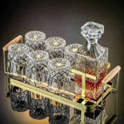 Artisan Crystal Wine and Whiskey Glass Set with Stylish Display Rack - Très Elite