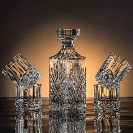 Artisan Crystal Wine and Whiskey Glass Set with Stylish Display Rack - Très Elite