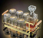 Artisan Crystal Wine and Whiskey Glass Set with Stylish Display Rack - Très Elite