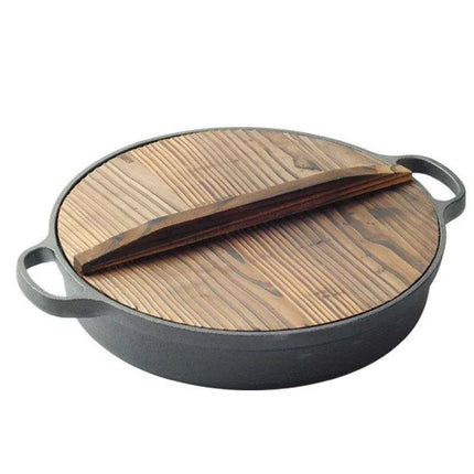 Artisan Double Handle Cast Iron Wok Pan for Versatile Cooking - Très Elite