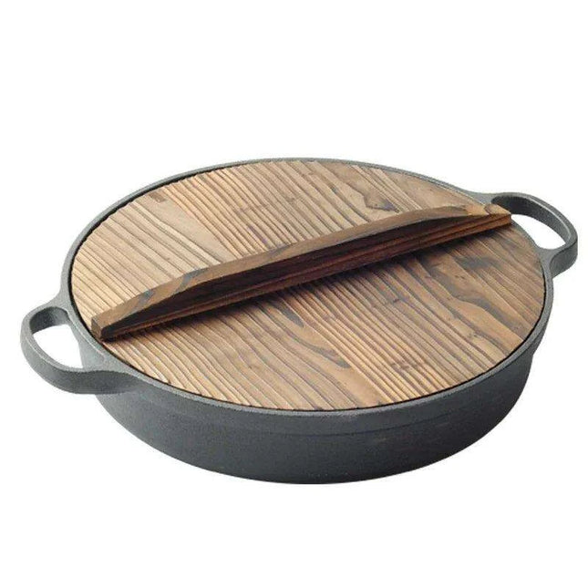 Artisan Double Handle Cast Iron Wok Pan for Versatile Cooking