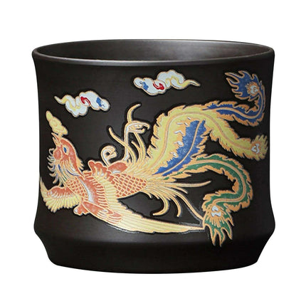 Artisan Dragon and Phoenix Purple Clay Teapot for Traditional Kung Fu Tea Ceremony - Très Elite