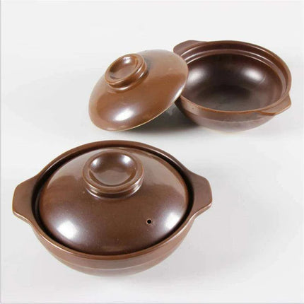 Artisan Earthenware Casserole Pot with Ergonomic Handle - Choose Between 650ml & 900ml for Rice, Noodles, Porridge, and Soups - Très Elite