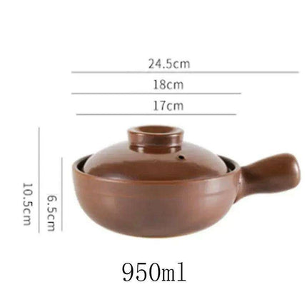 Artisan Earthenware Casserole Pot with Ergonomic Handle - Choose Between 650ml & 900ml for Rice, Noodles, Porridge, and Soups - Très Elite