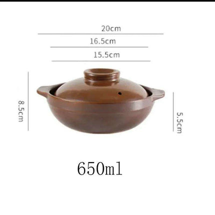 Artisan Earthenware Casserole Pot with Ergonomic Handle - Choose Between 650ml & 900ml for Rice, Noodles, Porridge, and Soups - Très Elite