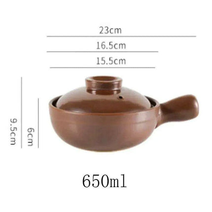 Artisan Earthenware Casserole Pot with Ergonomic Handle - Choose Between 650ml & 900ml for Rice, Noodles, Porridge, and Soups - Très Elite