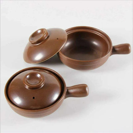 Artisan Earthenware Casserole Pot with Ergonomic Handle - Choose Between 650ml & 900ml for Rice, Noodles, Porridge, and Soups - Très Elite