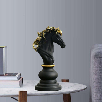 Artisan Golden Chess Sculpture: A Handcrafted Masterpiece in Resin - Très Elite