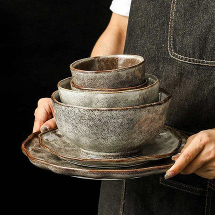 Artisan Hammered Ceramic Dish Set for Sophisticated Dining - Très Elite