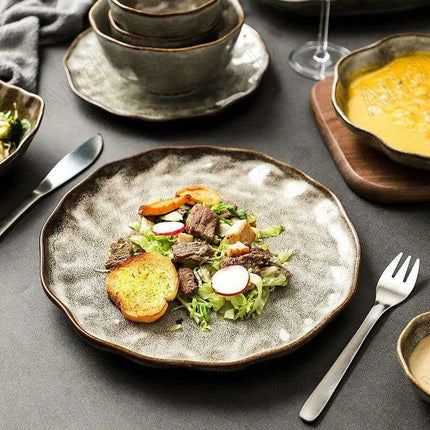 Artisan Hammered Ceramic Dish Set for Sophisticated Dining - Très Elite