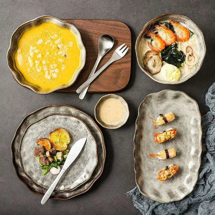Artisan Hammered Ceramic Dish Set for Sophisticated Dining - Très Elite
