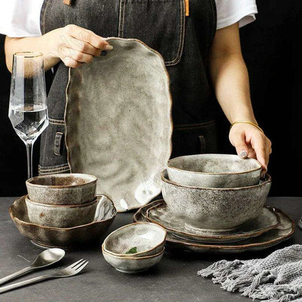 Artisan Hammered Ceramic Dish Set for Sophisticated Dining - Très Elite
