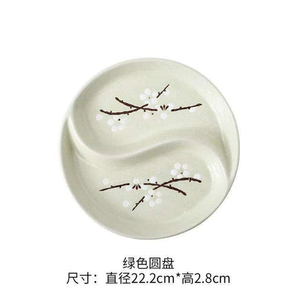 Artisan Hand-Painted Japanese Ceramic Dining Set with Elegant Platter and Bowl..