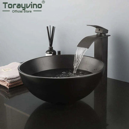 Artisan Hand-Painted Tempered Glass Sink Ensemble with Modern Chrome Faucet - Très Elite