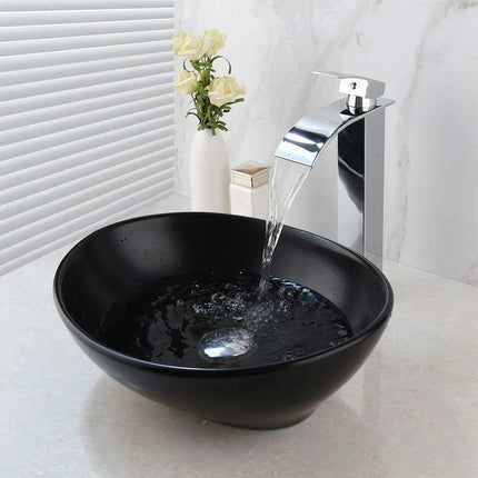 Artisan Hand-Painted Tempered Glass Sink Ensemble with Modern Chrome Faucet - Très Elite