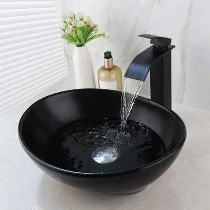 Artisan Hand-Painted Tempered Glass Sink Ensemble with Modern Chrome Faucet - Très Elite
