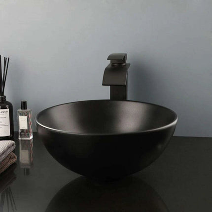 Artisan Hand-Painted Tempered Glass Sink Ensemble with Modern Chrome Faucet - Très Elite