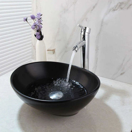 Artisan Hand-Painted Tempered Glass Sink Ensemble with Modern Chrome Faucet..