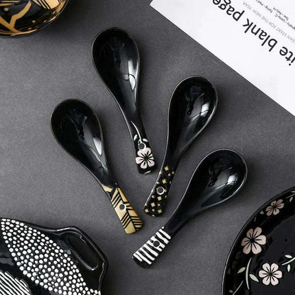Artisan Handcrafted Japanese Ceramic Soup Spoon for Sophisticated Dining - Très Elite