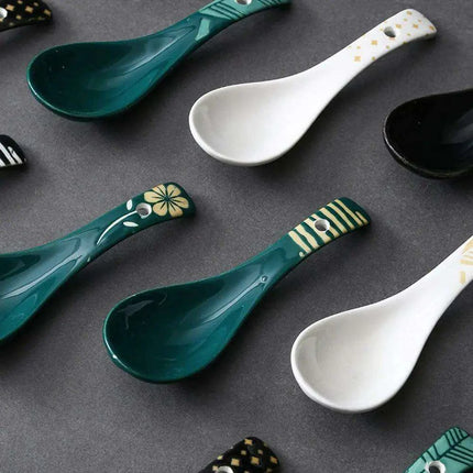 Artisan Handcrafted Japanese Ceramic Soup Spoon for Sophisticated Dining - Très Elite