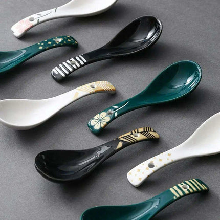 Artisan Handcrafted Japanese Ceramic Soup Spoon for Sophisticated Dining - Très Elite