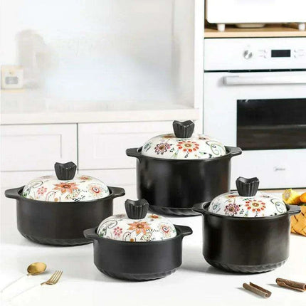 Artisan Japanese Ceramic Stew Pot with Artistic Design and Ample Capacity - Très Elite