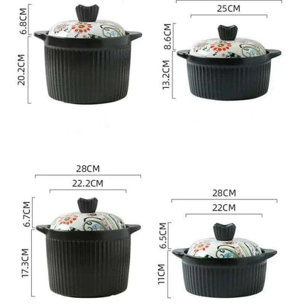 Artisan Japanese Ceramic Stew Pot with Artistic Design and Ample Capacity - Très Elite