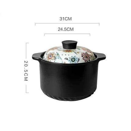 Artisan Japanese Ceramic Stew Pot with Artistic Design and Ample Capacity - Très Elite
