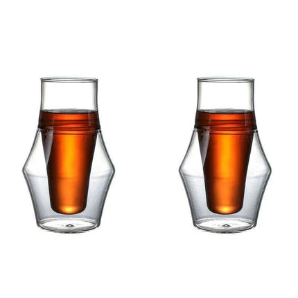 Artisan Japanese Double Insulated Coffee Glass Mug - Très Elite