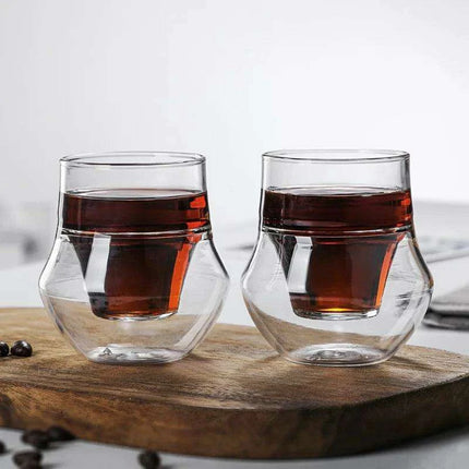 Artisan Japanese Double Insulated Coffee Glass Mug - Très Elite