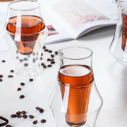 Artisan Japanese Double Insulated Coffee Glass Mug - Très Elite