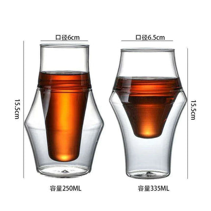 Artisan Japanese Double Insulated Coffee Glass Mug - Très Elite