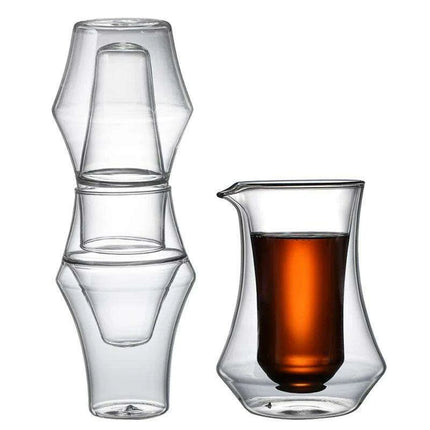 Artisan Japanese Double Insulated Coffee Glass Mug - Très Elite