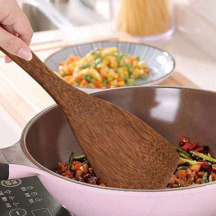 Artisan Japanese Wooden Cooking Utensils Set: Eco-Friendly Thin Spatula and Rice Spoon for Your Kitchen - Très Elite