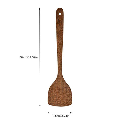 Artisan Japanese Wooden Cooking Utensils Set: Eco-Friendly Thin Spatula and Rice Spoon for Your Kitchen - Très Elite