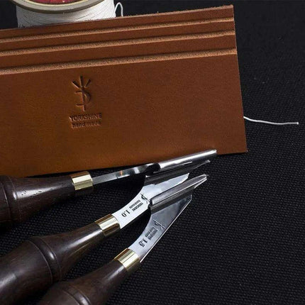 Artisan Leather Groover Tool Set with Premium Walnut Handle - Très Elite