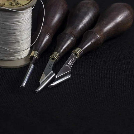 Artisan Leather Groover Tool Set with Premium Walnut Handle - Très Elite