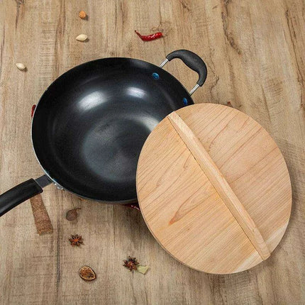 Artisan-Made Rustic Wooden Lid with Iron Handle for Cookware - Très Elite