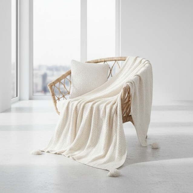 Handwoven Artisan Tassel Weighted Knit Blanket for Ultimate Cozy Comfort