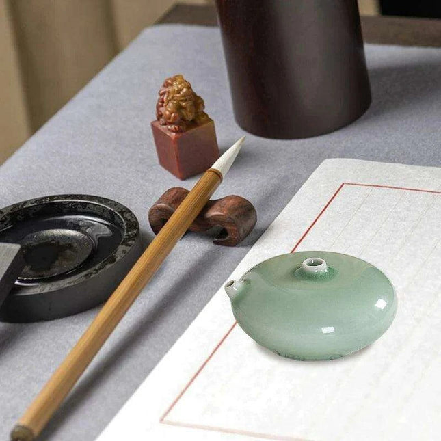 Artisan Water Drop Ceramic Inkstone for Creative Inspiration