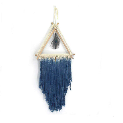 Artisan-Woven Nordic Bohemian Peacock Feather Cotton Tapestry - Très Elite