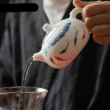 Artisan Xishi Tea Experience: Exquisite Hand-Painted Teapot Set with Premium Filter - Très Elite