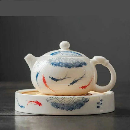 Artisan Xishi Tea Experience: Exquisite Hand-Painted Teapot Set with Premium Filter - Très Elite