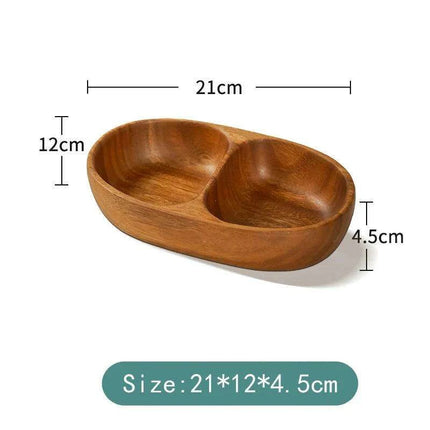 Artisanal Acacia and Walnut Wood Serving Bowl and Platter Collection..