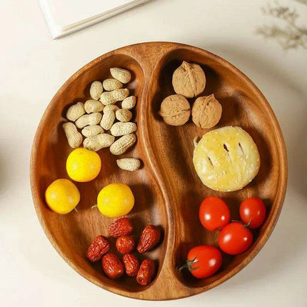 Artisanal Acacia and Walnut Wood Serving Bowl and Platter Collection - Très Elite