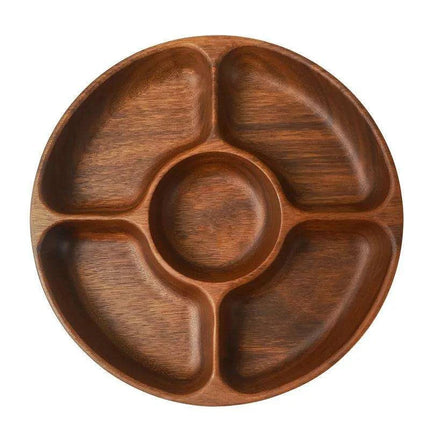 Artisanal Acacia and Walnut Wood Serving Bowl and Platter Collection - Très Elite