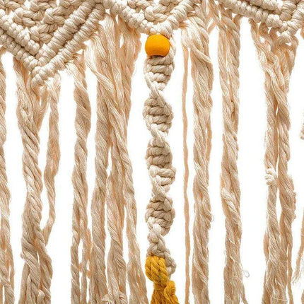 Artisanal Eco-Friendly Macrame Flag Wall Hanging with Wooden Dowel - Bohemian Home Decor